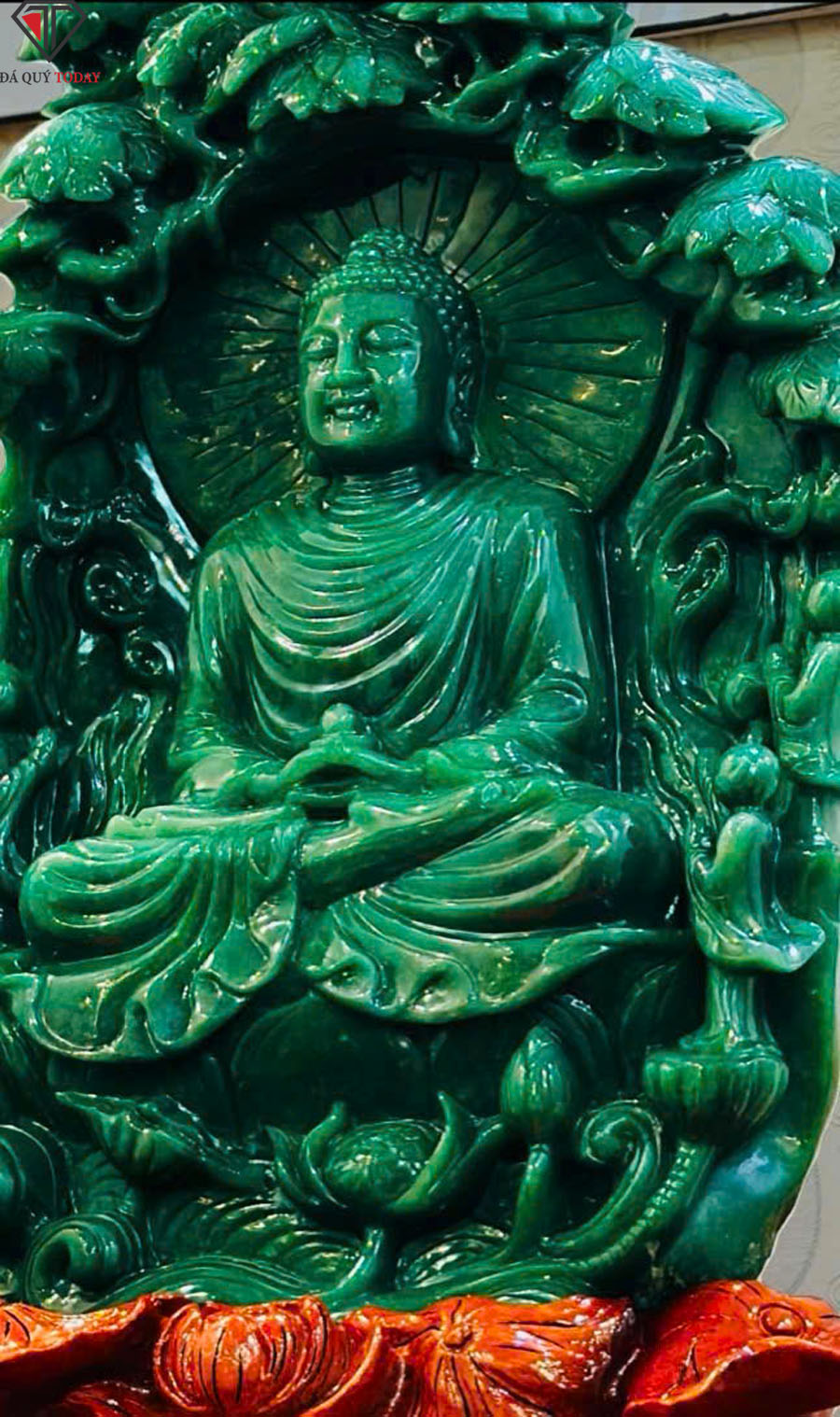 Tượng phật thích ca mâu ni thờ tại gia bằng đá thạch anh xanh